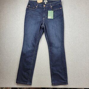 LL Bean Womens Flannel Lined Jeans Plaid BeanFlex Rinsed Wash Straight New